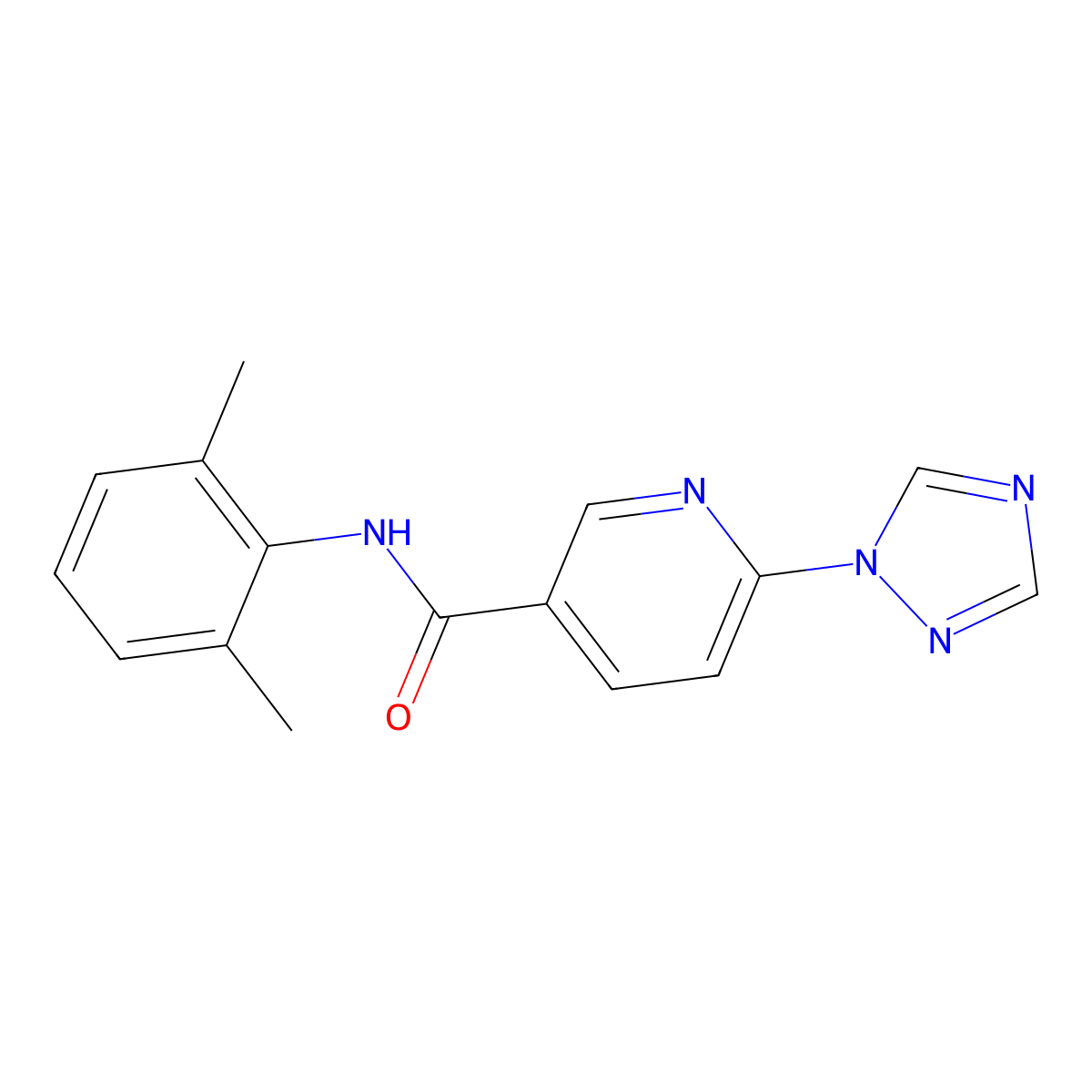 N-(2,6-dimethylphenyl)-6-(1H-1,2,4-triazol-1-yl)nicotinamide molecular structure, CAS 672951-15-4