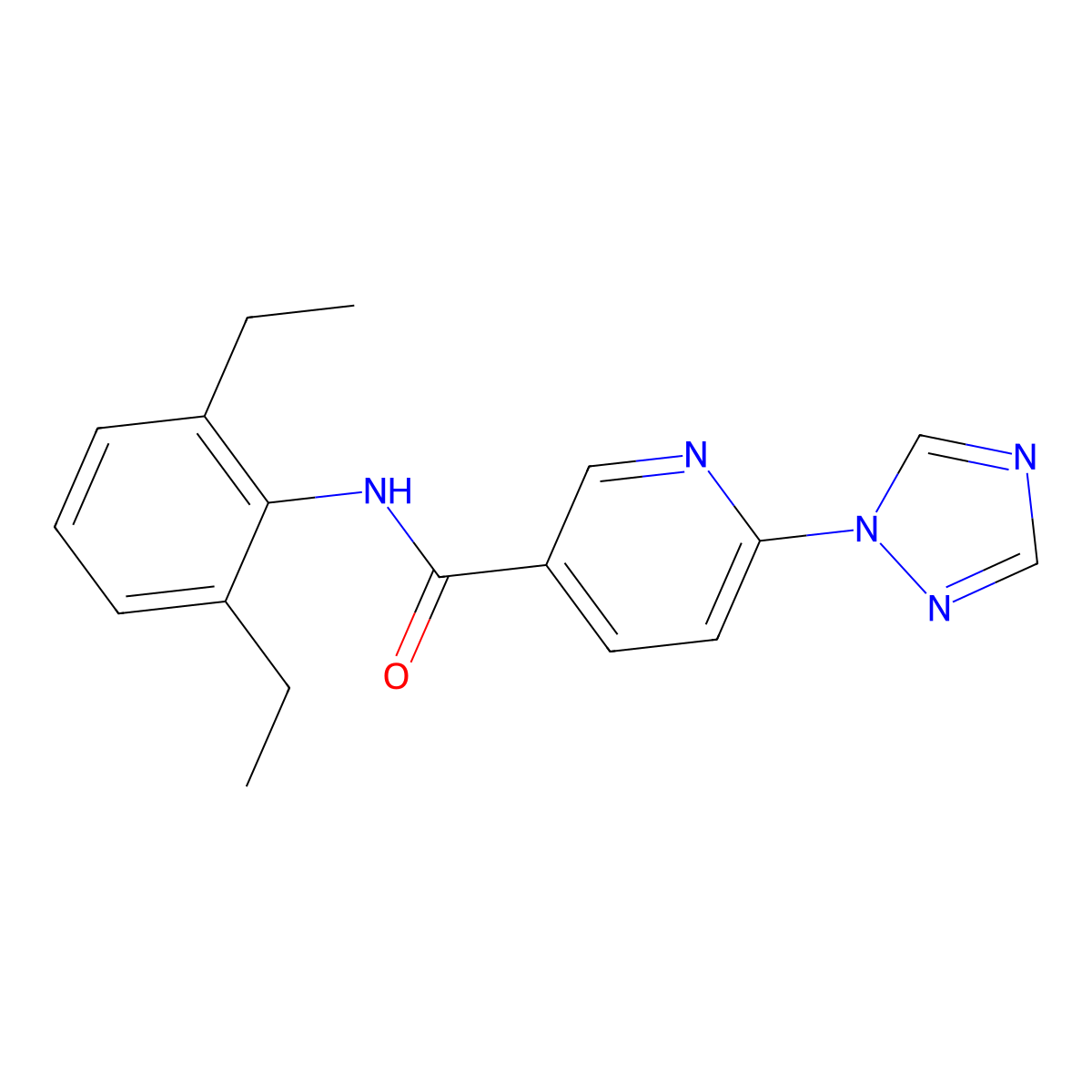 N-(2,6-diethylphenyl)-6-(1H-1,2,4-triazol-1-yl)nicotinamide molecular structure, CAS 672951-16-5