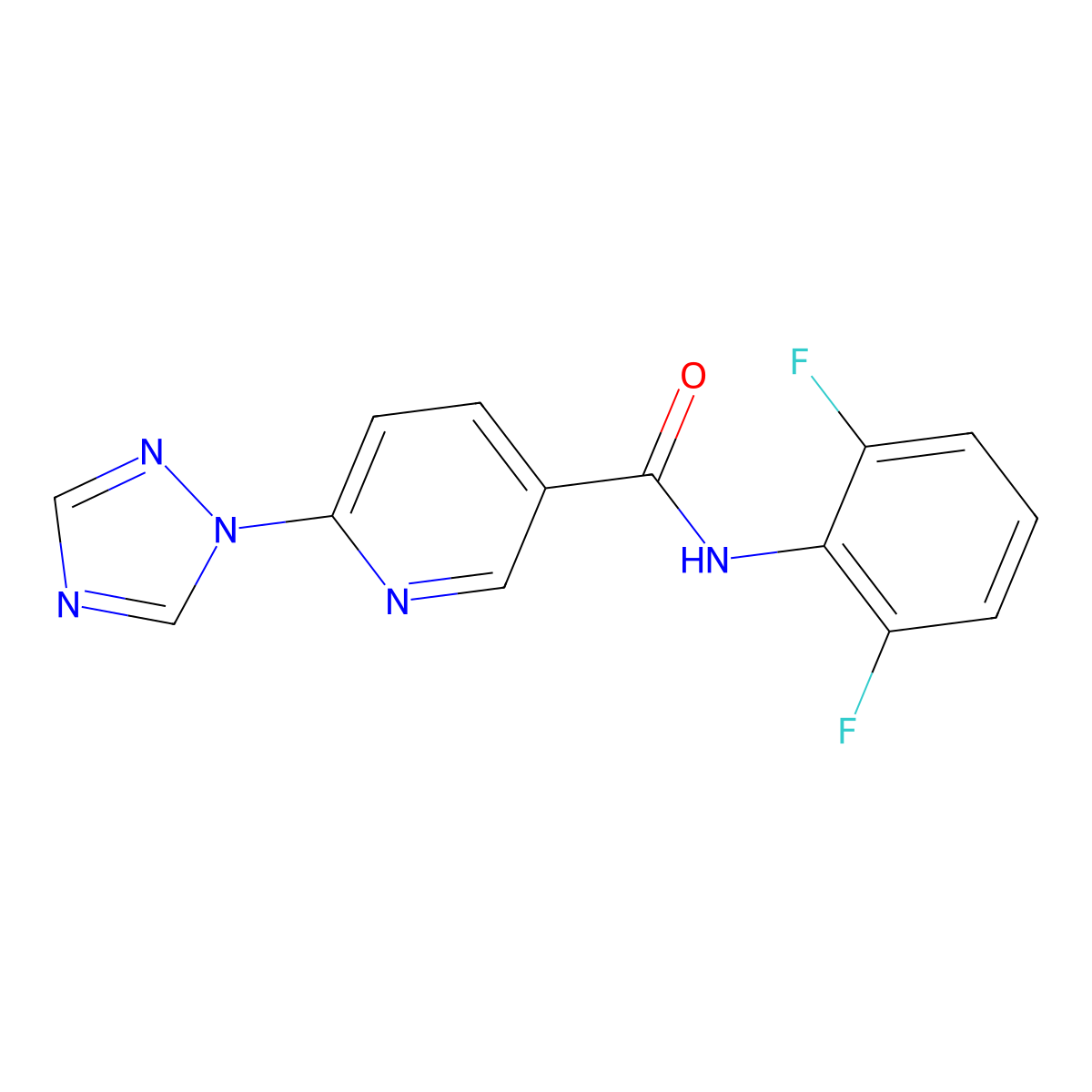 N-(2,6-difluorophenyl)-6-(1H-1,2,4-triazol-1-yl)nicotinamide molecular structure, CAS 672951-18-7