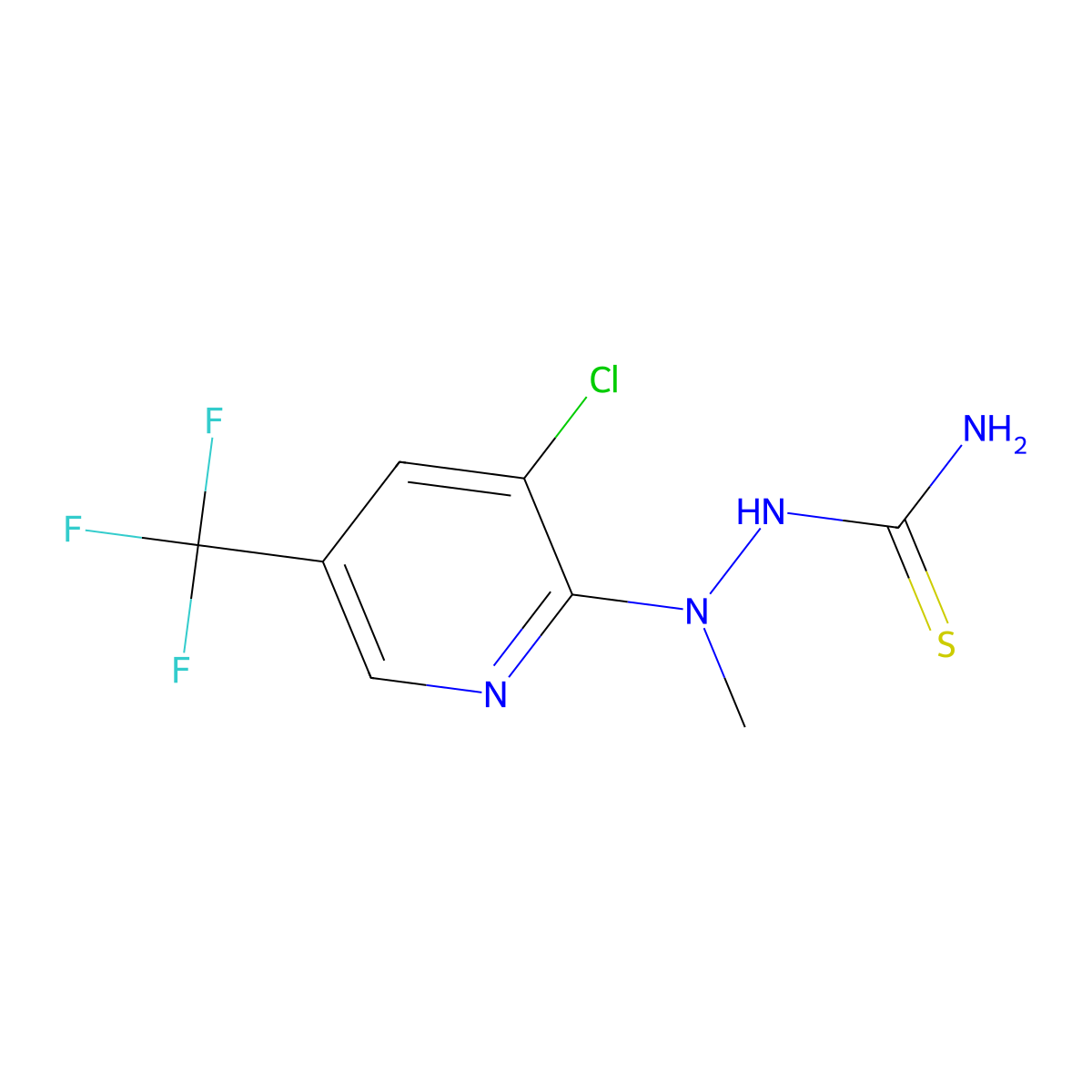 2-[3-Chloro-5-(trifluoromethyl)-2-pyridinyl]-2-methyl-1-hydrazinecarbothioamide molecular structure, CAS 672951-20-1