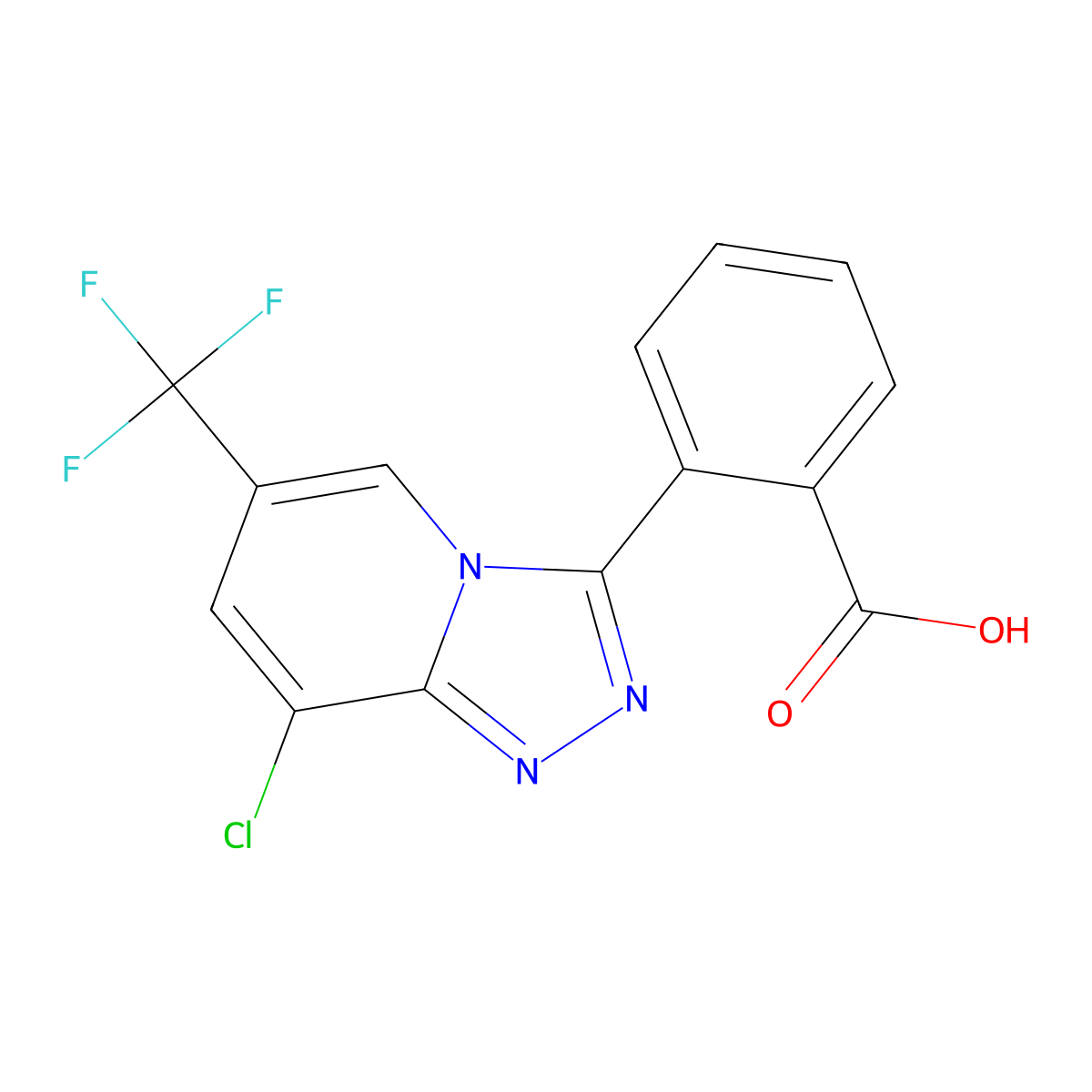 2-[8-Chloro-6-(trifluoromethyl)[1,2,4]triazolo[4,3-a]pyridin-3-yl]benzenecarboxylic acid molecular structure, CAS 672951-21-2