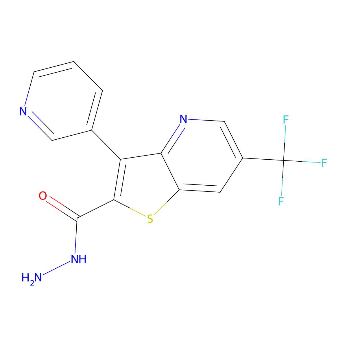 3-(3-Pyridinyl)-6-(trifluoromethyl)thieno[3,2-b]pyridine-2-carbohydrazide molecular structure, CAS 672951-23-4