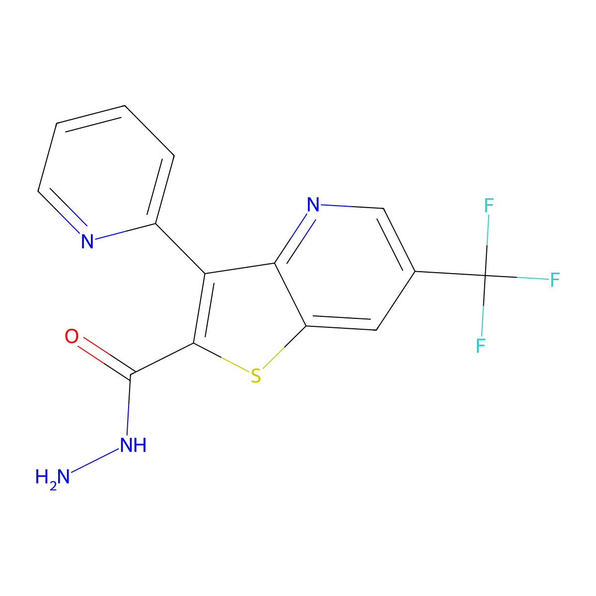 3-(2-Pyridinyl)-6-(trifluoromethyl)thieno[3,2-b]pyridine-2-carbohydrazide molecular structure, CAS 672951-25-6