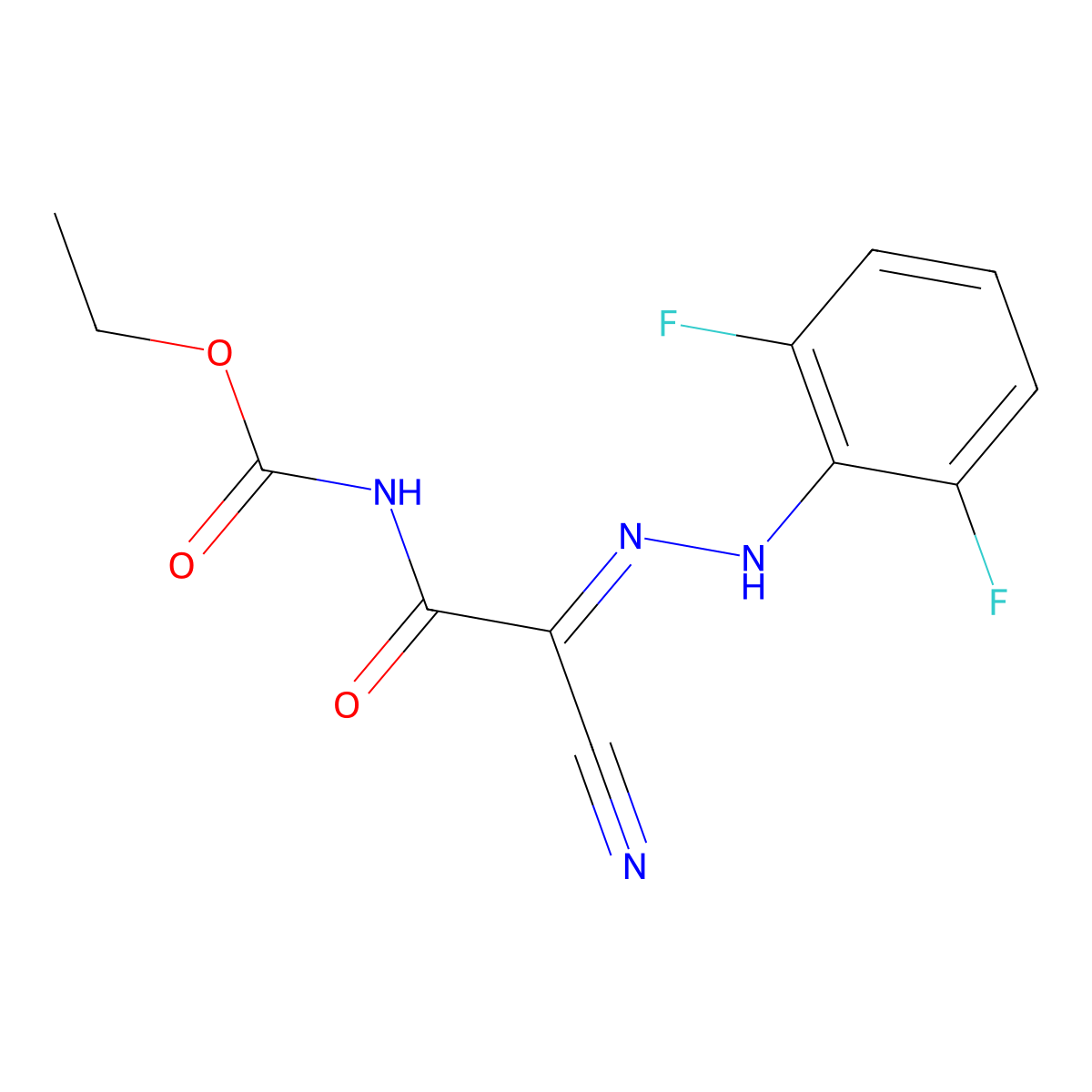 ethyl N-{2-cyano-2-[2-(2,6-difluorophenyl)hydrazono]acetyl}carbamate molecular structure, CAS 672951-29-0