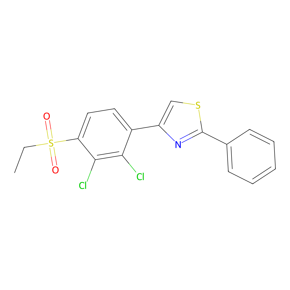 4-[2,3-Dichloro-4-(ethylsulfonyl)phenyl]-2-phenyl-1,3-thiazole molecular structure, CAS 672951-35-8