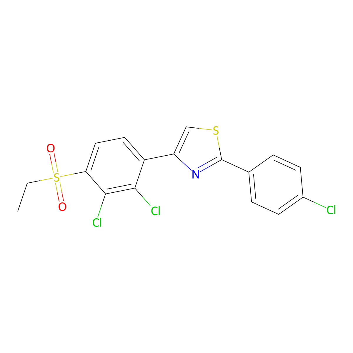 2-(4-Chlorophenyl)-4-[2,3-dichloro-4-(ethylsulfonyl)phenyl]-1,3-thiazole molecular structure, CAS 672951-37-0