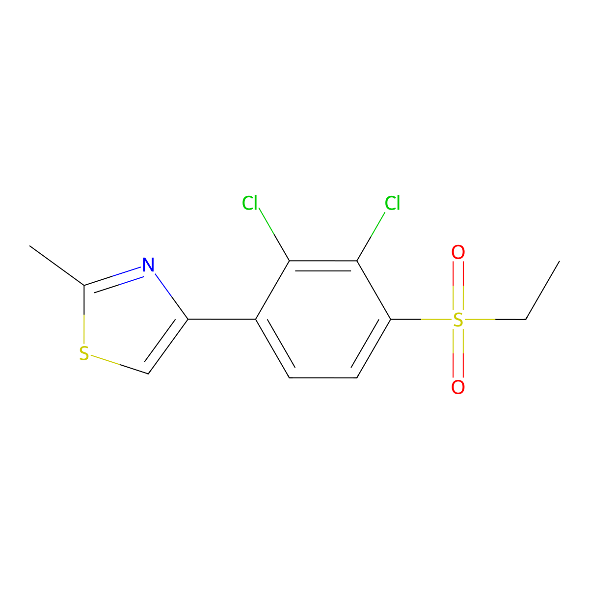 4-[2,3-Dichloro-4-(ethylsulfonyl)phenyl]-2-methyl-1,3-thiazole molecular structure, CAS 672951-38-1