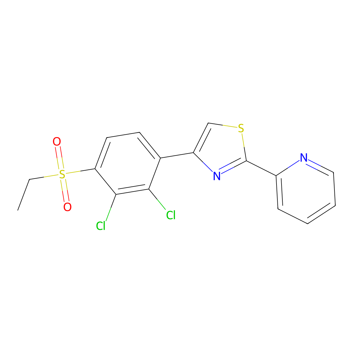2-{4-[2,3-Dichloro-4-(ethylsulfonyl)phenyl]-1,3-thiazol-2-yl}pyridine molecular structure, CAS 672951-41-6