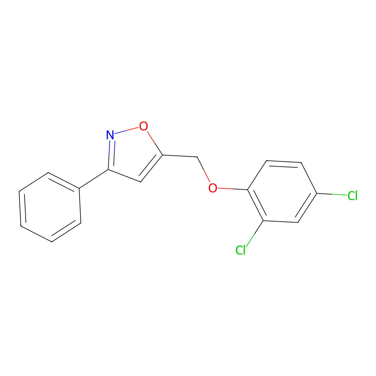 5-[(2,4-Dichlorophenoxy)methyl]-3-phenyl-1,2-oxazole molecular structure, CAS 672951-45-0