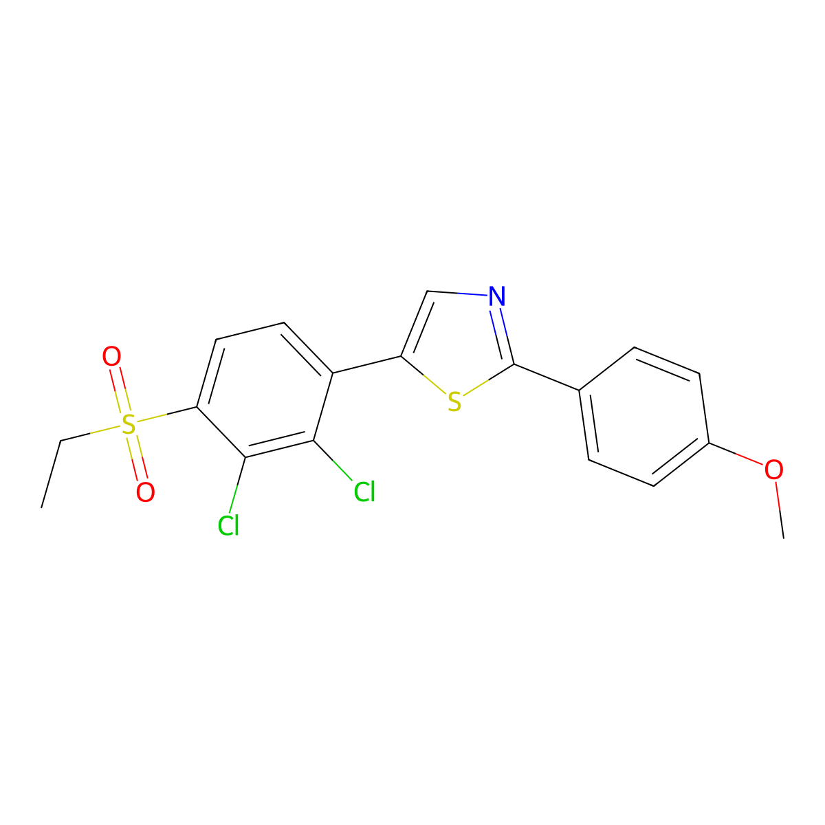 5-[2,3-Dichloro-4-(ethylsulfonyl)phenyl]-2-(4-methoxyphenyl)-1,3-thiazole molecular structure, CAS 672951-47-2