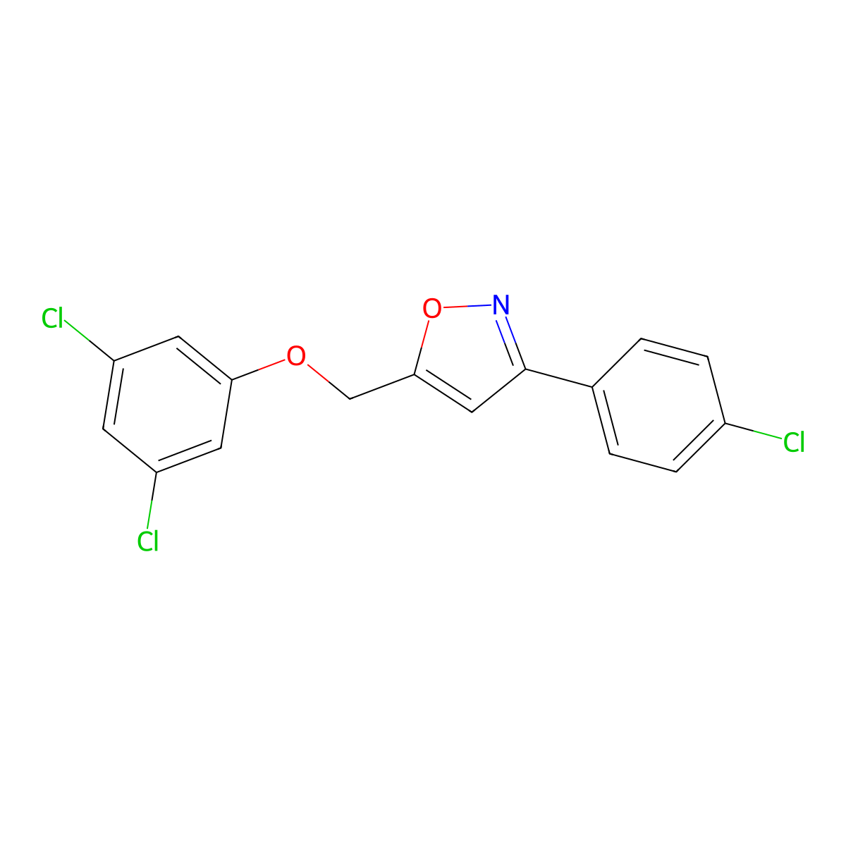 3-(4-Chlorophenyl)-5-[(3,5-dichlorophenoxy)methyl]-1,2-oxazole molecular structure, CAS 672951-49-4