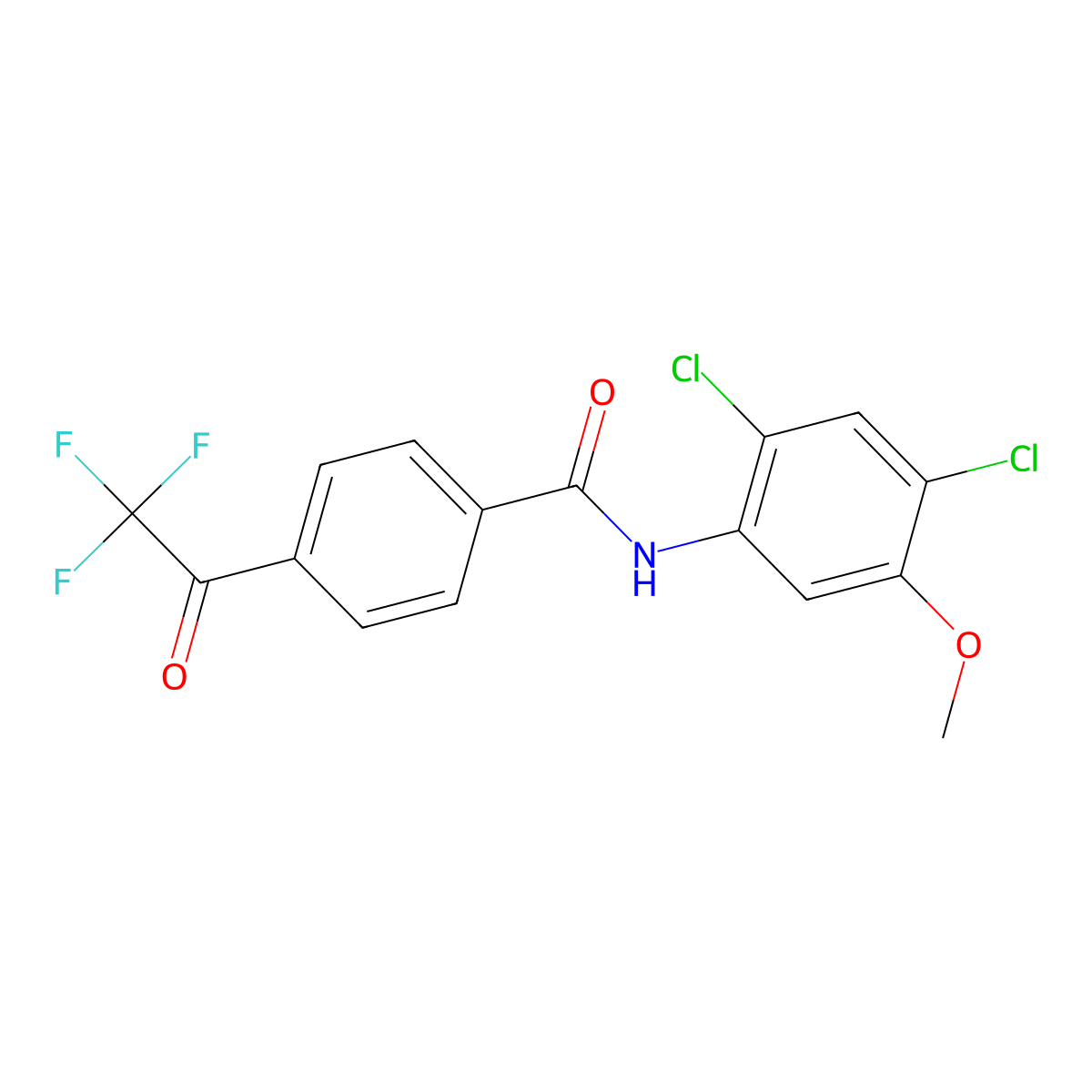 N-(2,4-dichloro-5-methoxyphenyl)-4-(2,2,2-trifluoroacetyl)benzamide molecular structure, CAS 672951-50-7