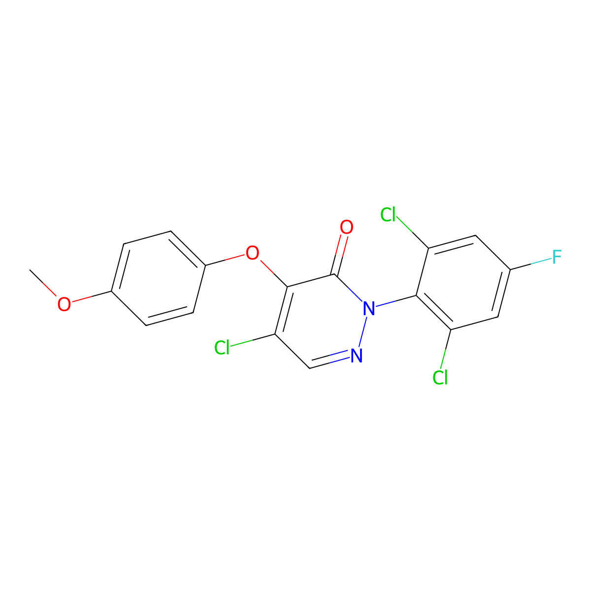 5-chloro-2-(2,6-dichloro-4-fluorophenyl)-4-(4-methoxyphenoxy)-3(2H)-pyridazinone molecular structure, CAS 672951-52-9