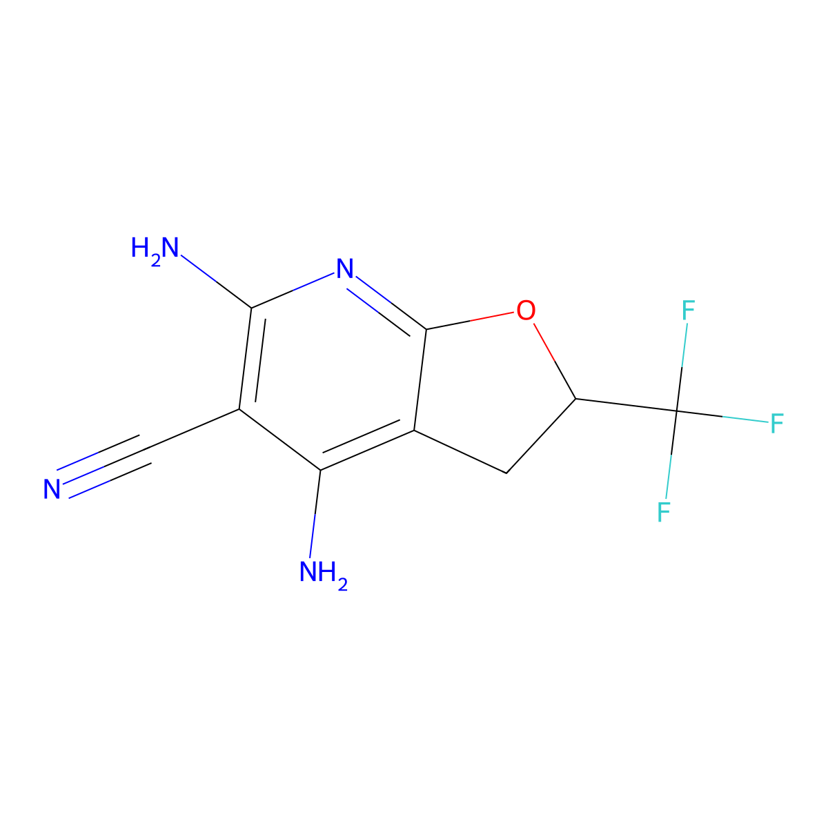 4,6-Diamino-2-(trifluoromethyl)-2,3-dihydrofuro[2,3-b]pyridine-5-carbonitrile molecular structure, CAS 672951-58-5