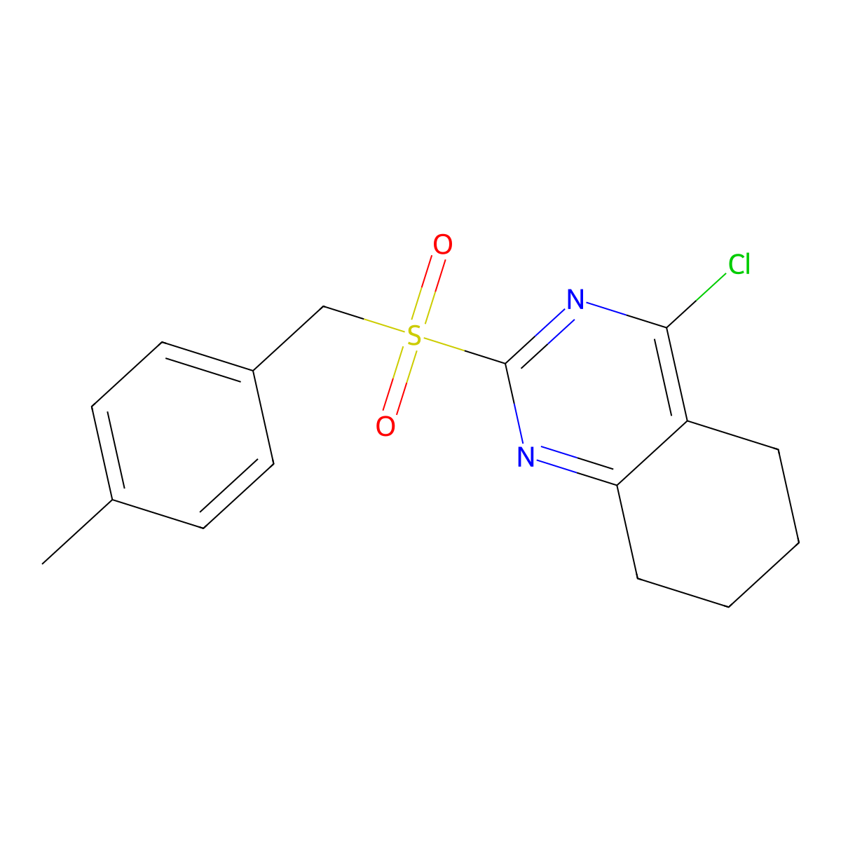 4-Chloro-2-[(4-methylbenzyl)sulfonyl]-5,6,7,8-tetrahydroquinazoline molecular structure, CAS 672951-61-0