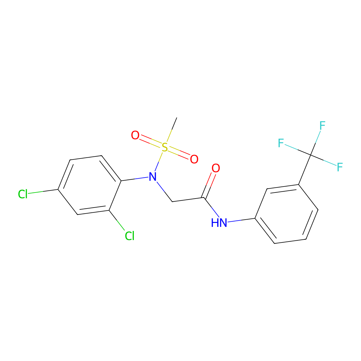 2-[2,4-dichloro(methylsulfonyl)anilino]-N-[3-(trifluoromethyl)phenyl]acetamide molecular structure, CAS 672951-67-6