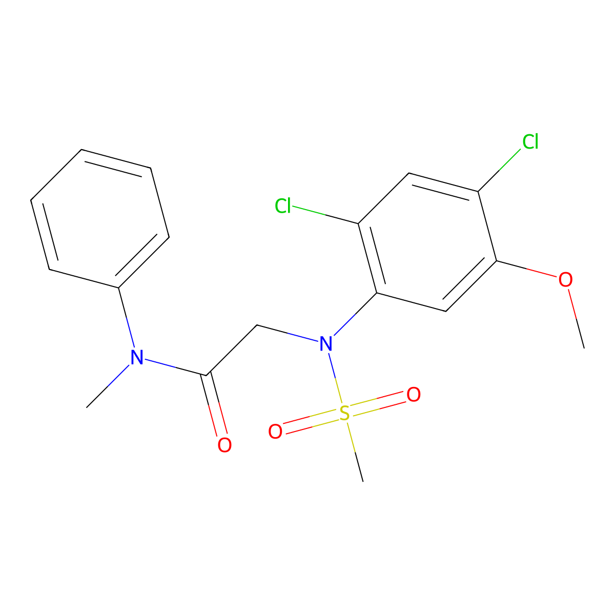 2-[2,4-dichloro-5-methoxy(methylsulfonyl)anilino]-N-methyl-N-phenylacetamide molecular structure, CAS 672951-75-6