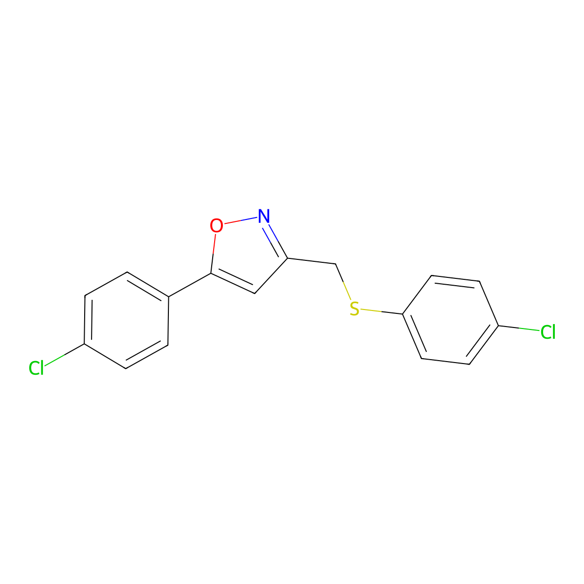 5-(4-Chlorophenyl)-3-{[(4-chlorophenyl)sulfanyl]methyl}isoxazole molecular structure, CAS 672951-81-4
