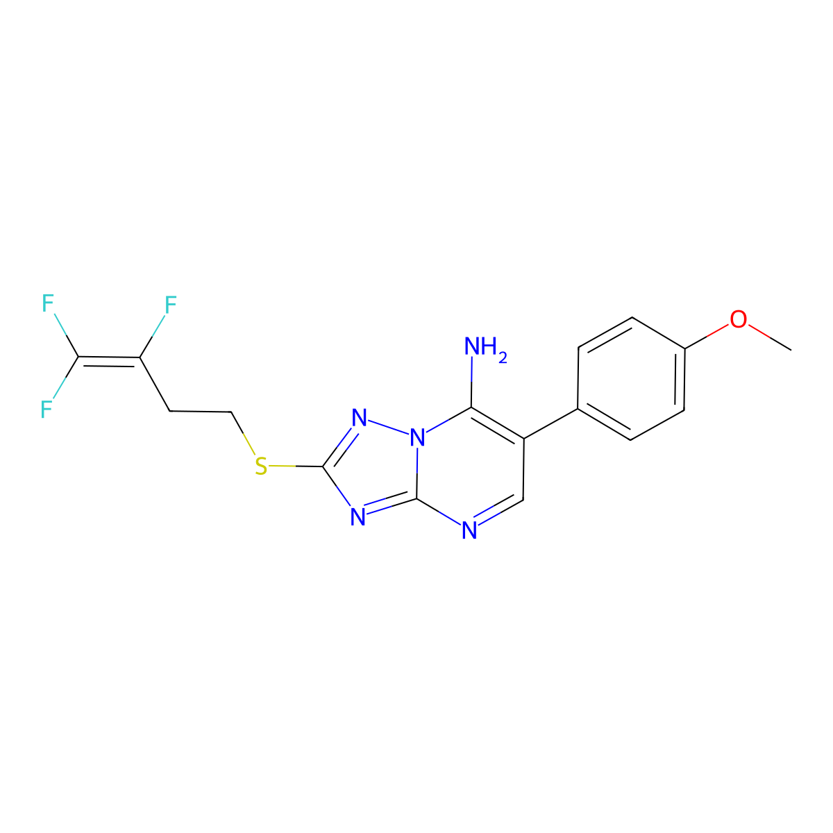 6-(4-Methoxyphenyl)-2-[(3,4,4-trifluoro-3-butenyl)sulfanyl][1,2,4]triazolo[1,5-a]pyrimidin-7-ylamine molecular structure, CAS 672951-82-5