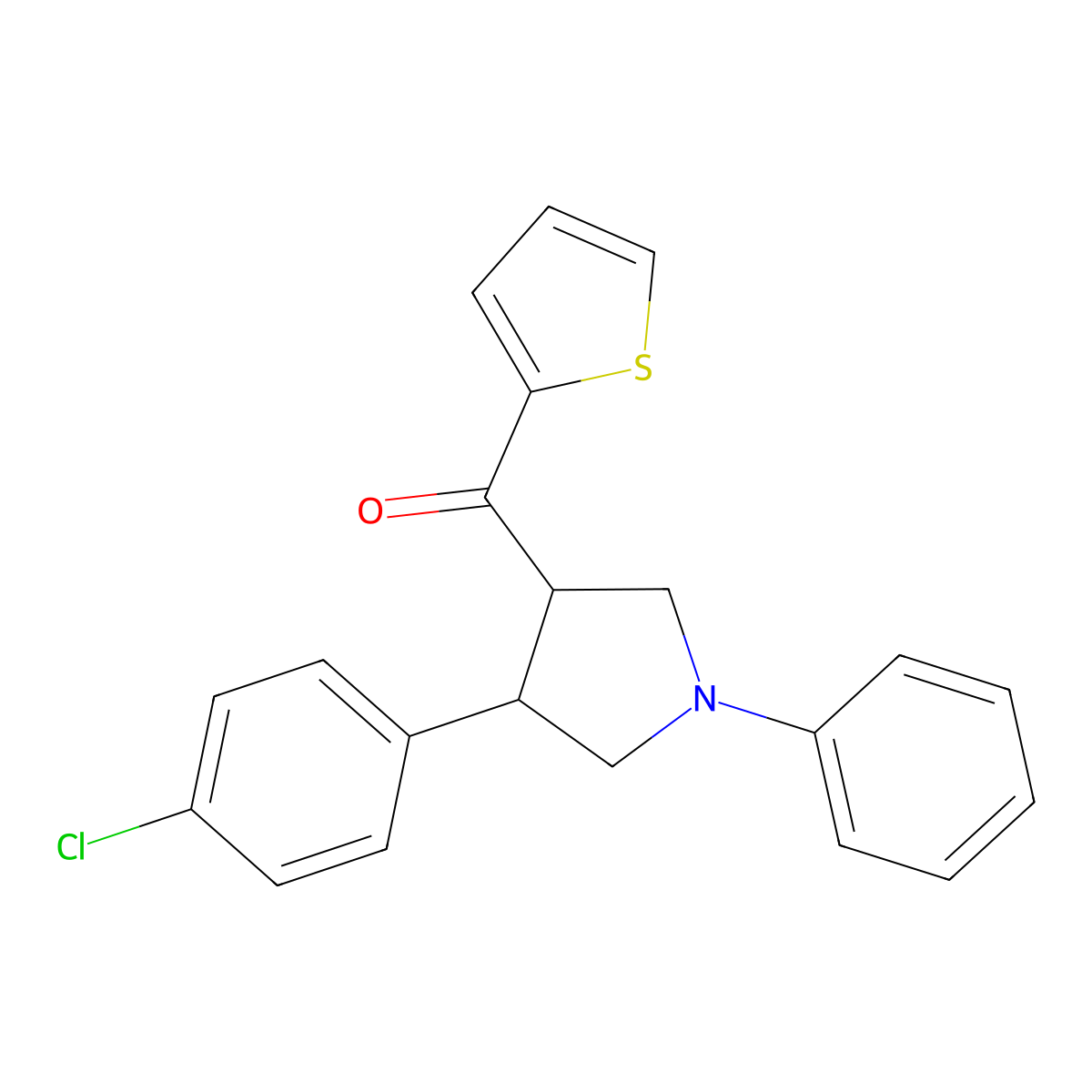 [4-(4-chlorophenyl)-1-phenyltetrahydro-1H-pyrrol-3-yl](2-thienyl)methanone molecular structure, CAS 672951-85-8