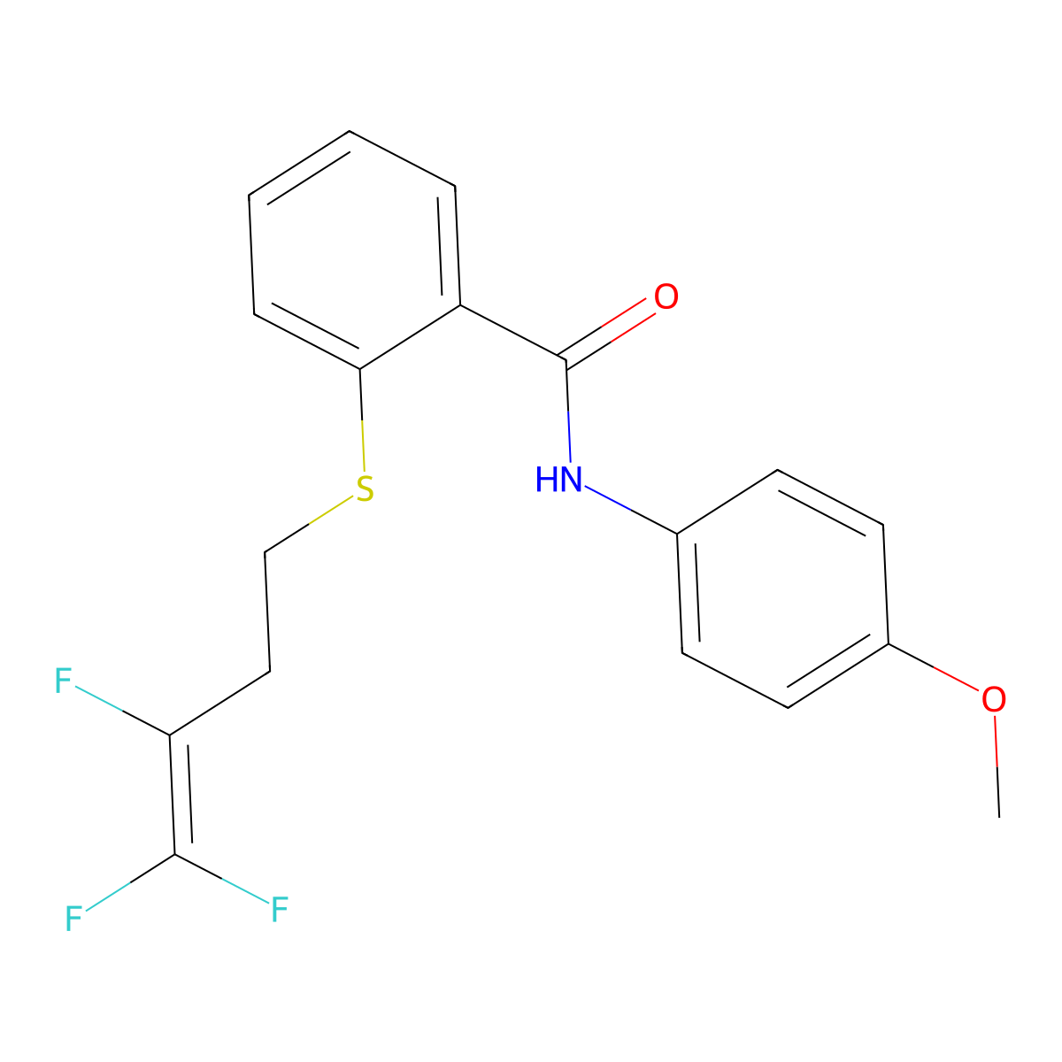 N-(4-methoxyphenyl)-2-[(3,4,4-trifluoro-3-butenyl)sulfanyl]benzenecarboxamide molecular structure, CAS 672951-87-0