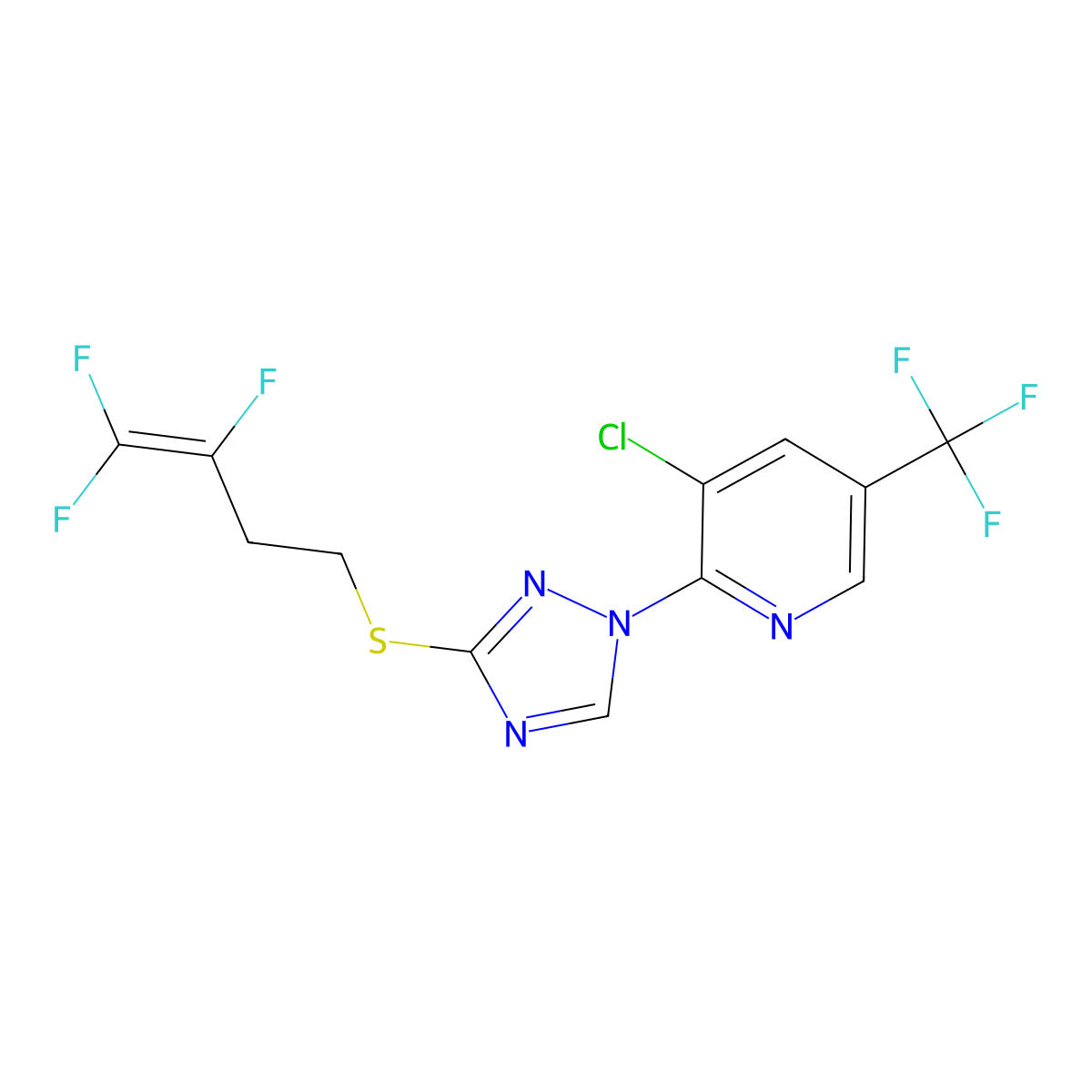3-Chloro-2-[3-(3,4,4-trifluorobut-3-enylsulfanyl)-1,2,4-triazol-1-yl]-5-(trifluoromethyl)pyridine molecular structure, CAS 672951-89-2