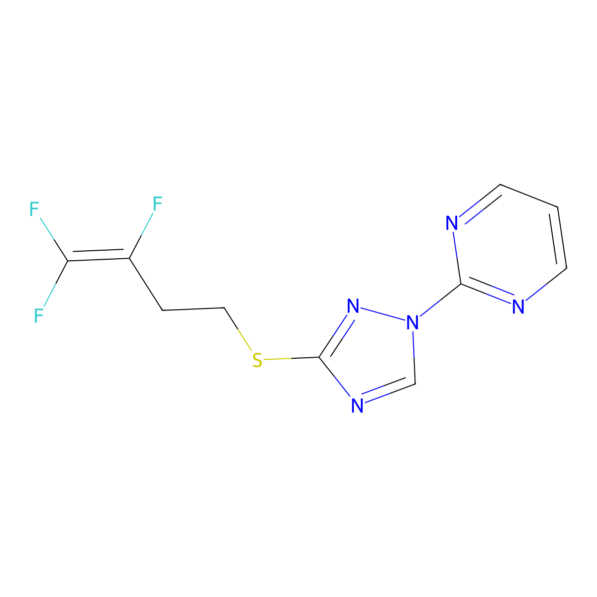 2-{3-[(3,4,4-trifluoro-3-butenyl)sulfanyl]-1H-1,2,4-triazol-1-yl}pyrimidine molecular structure, CAS 672951-90-5