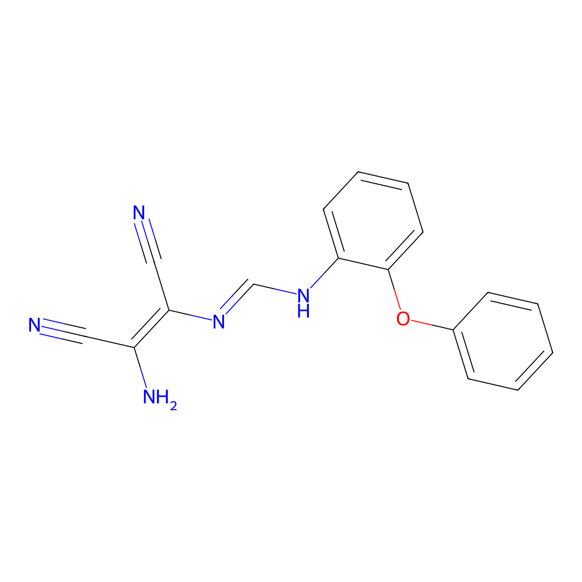 (E)-N'-[(1Z)-2-amino-1,2-dicyanoeth-1-en-1-yl]-N-(2-phenoxyphenyl)methanimidamide molecular structure, CAS 672951-98-3