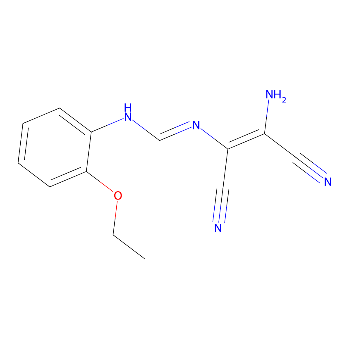 (E)-N'-[(1Z)-2-amino-1,2-dicyanoeth-1-en-1-yl]-N-(2-ethoxyphenyl)methanimidamide molecular structure, CAS 672952-01-1