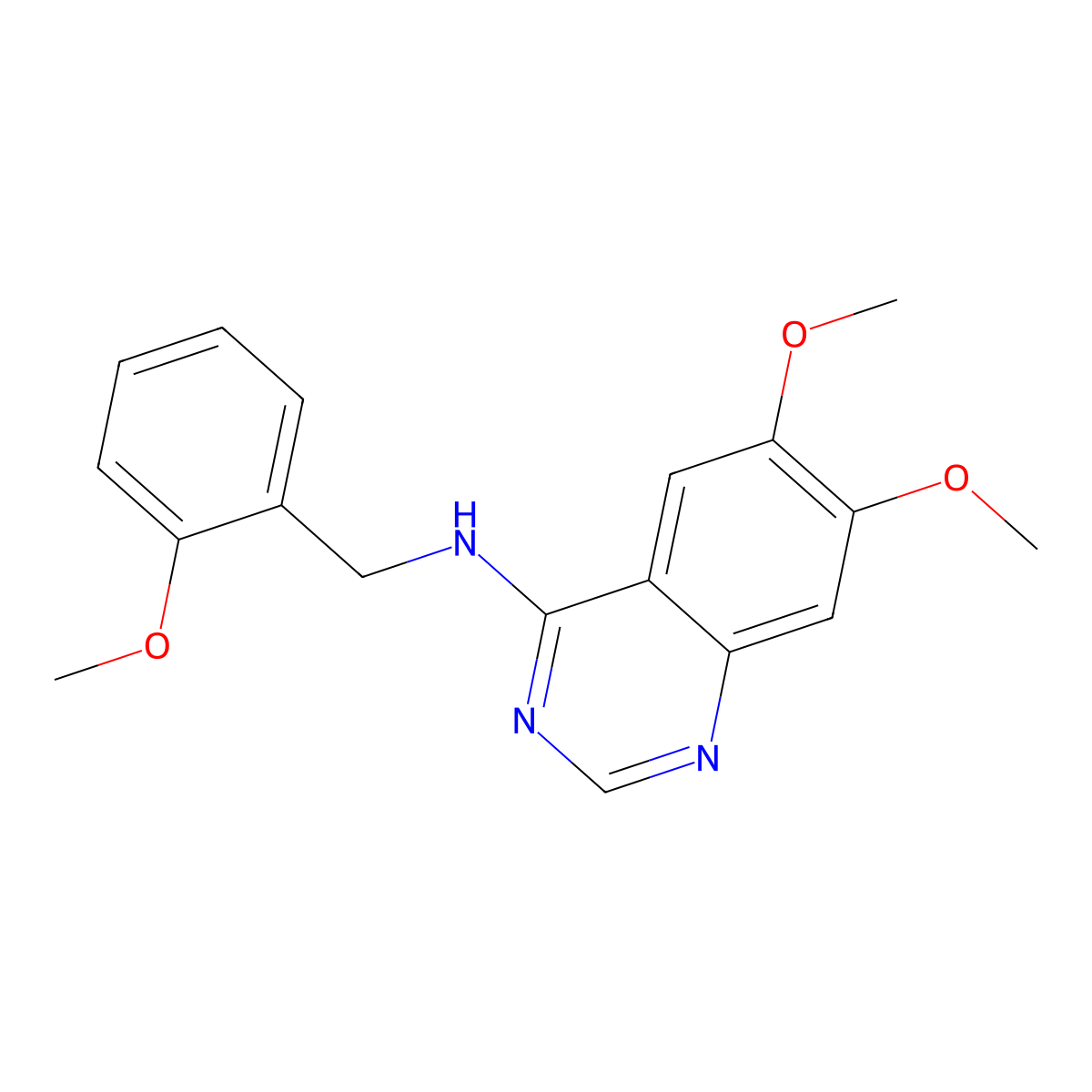 6,7-dimethoxy-N-[(2-methoxyphenyl)methyl]quinazolin-4-amine molecular structure, CAS 672952-05-5