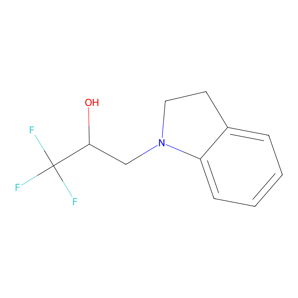 3-(2,3-dihydro-1H-indol-1-yl)-1,1,1-trifluoropropan-2-ol molecular structure, CAS 672952-06-6