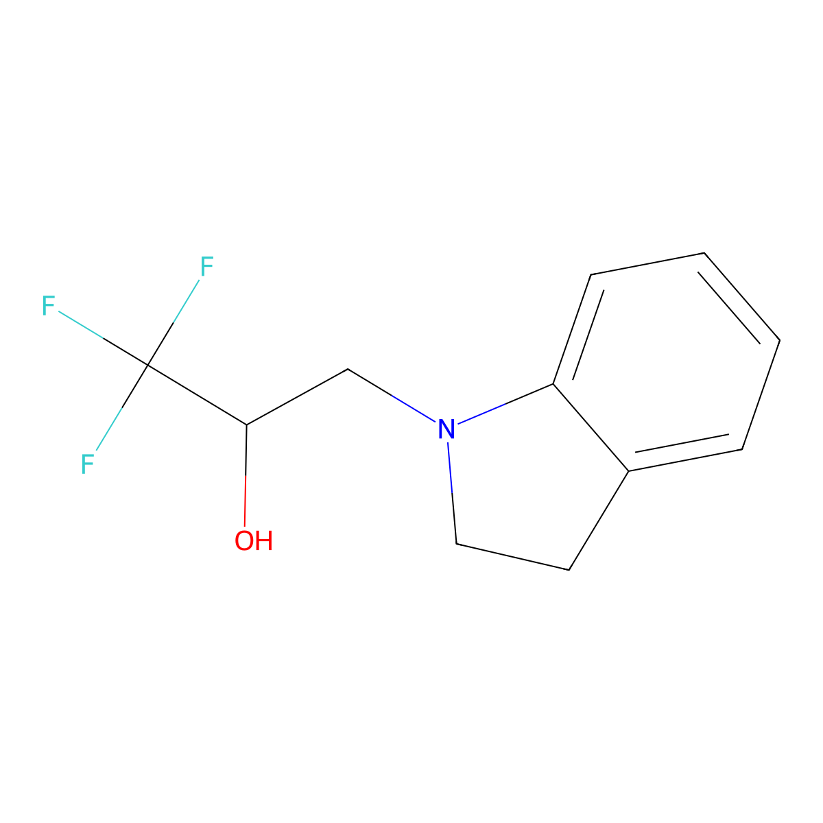 3-(2,3-dihydro-1H-indol-1-yl)-1,1,1-trifluoropropan-2-ol molecular structure, CAS 672952-06-6