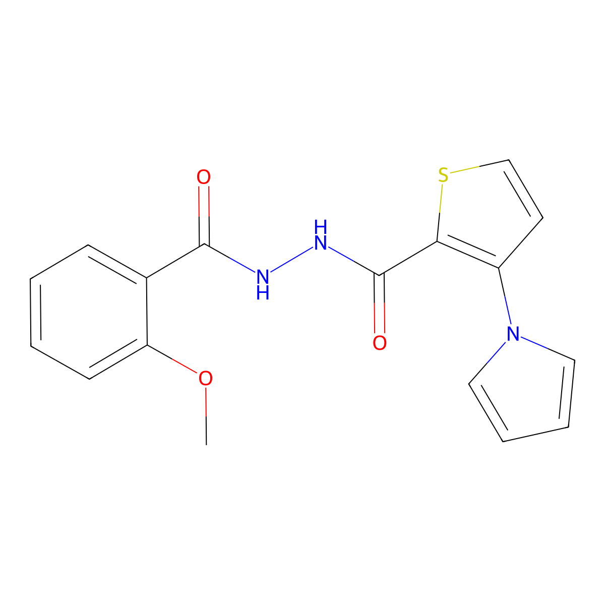 N'-(2-methoxybenzoyl)-3-(1H-pyrrol-1-yl)-2-thiophenecarbohydrazide molecular structure, CAS 672952-11-3