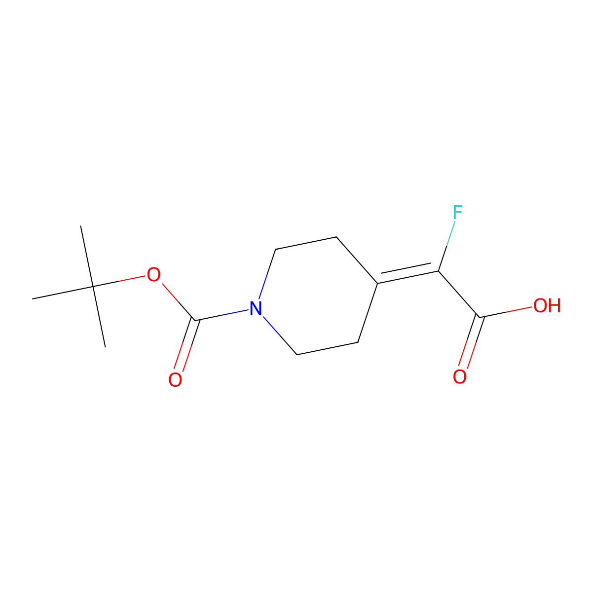 2-{1-[(Tert-butoxy)carbonyl]piperidin-4-ylidene}-2-fluoroaceticacid molecular structure, CAS 672957-86-7