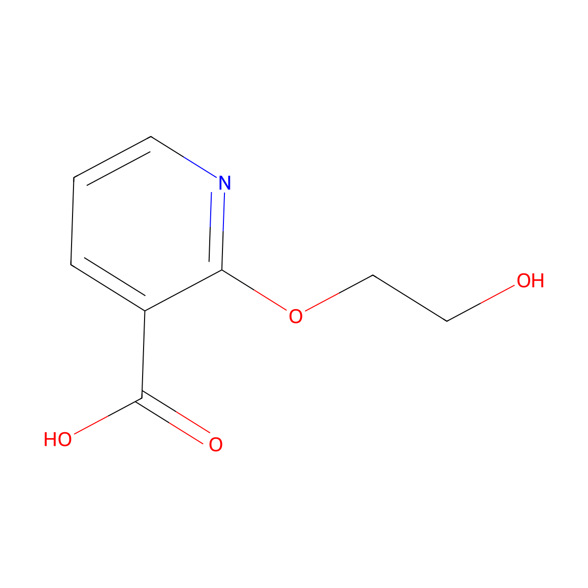 2-(2-Hydroxyethoxy)pyridine-3-carboxylic acid molecular structure, CAS 672957-98-1