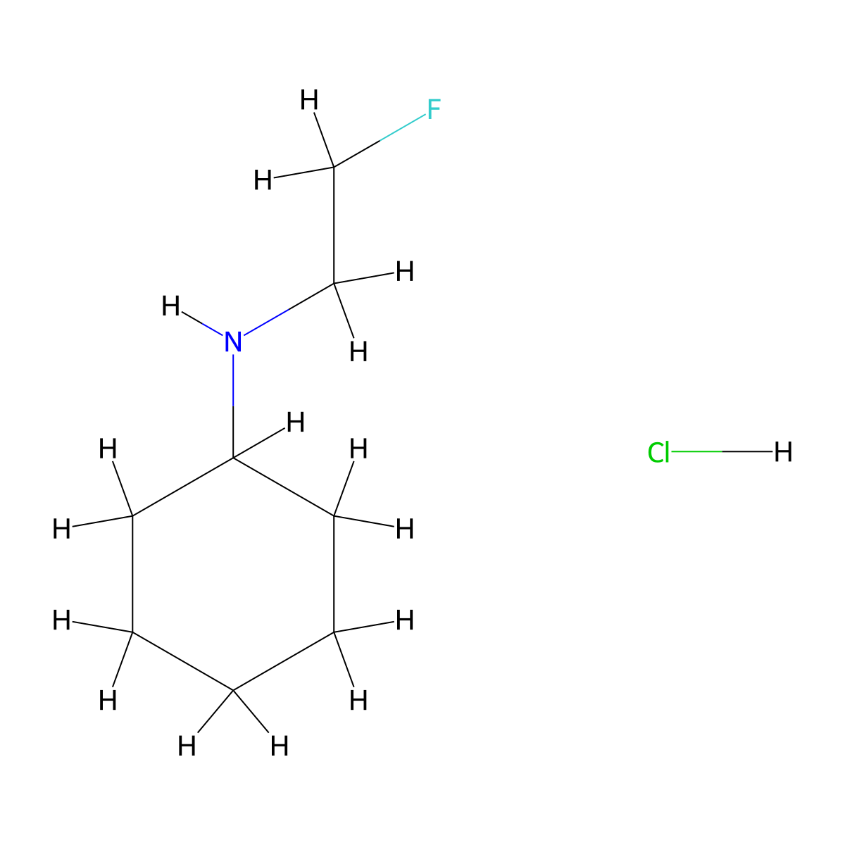 Cyclohexylamine, N-(2-fluoroethyl)-, hydrochloride molecular structure, CAS 673-37-0