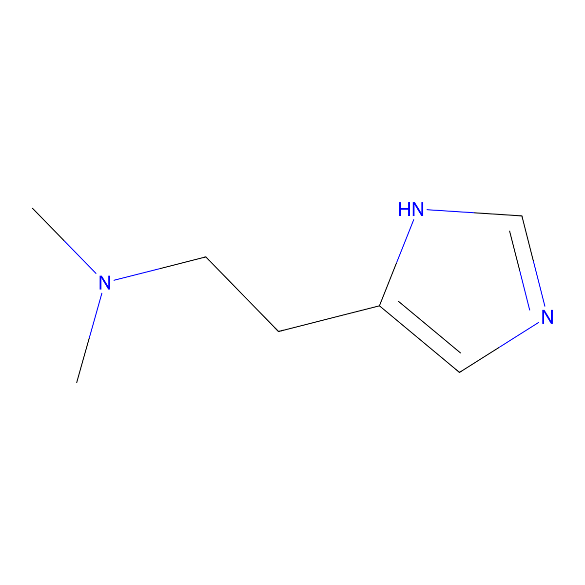 N,N-Dimethyl-1H-imidazole-4-ethanamine molecular structure, CAS 673-46-1