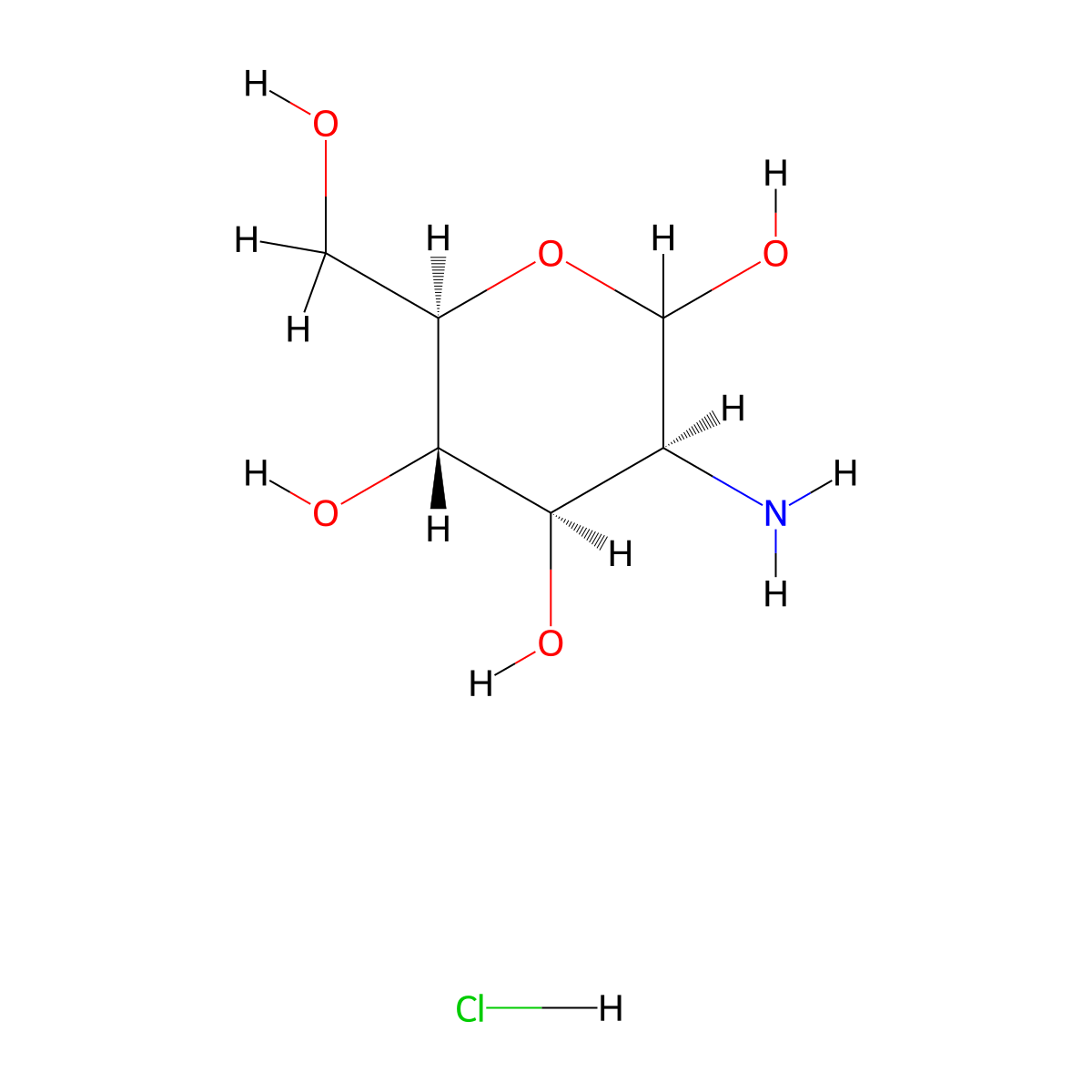 (3S,4R,5S,6R)-3-amino-6-(hydroxymethyl)oxane-2,4,5-triol hydrochloride molecular structure, CAS 6730-09-2