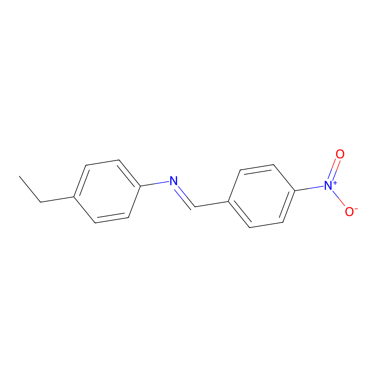 Benzenamine, 4-ethyl-N-[(4-nitrophenyl)methylene]- molecular structure, CAS 67302-70-9