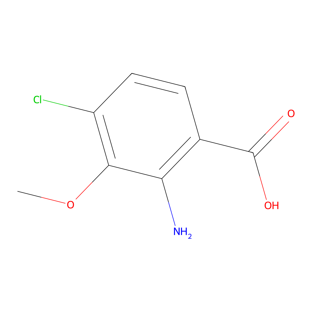 2-Amino-4-chloro-3-methoxybenzoic acid molecular structure, CAS 67303-46-2