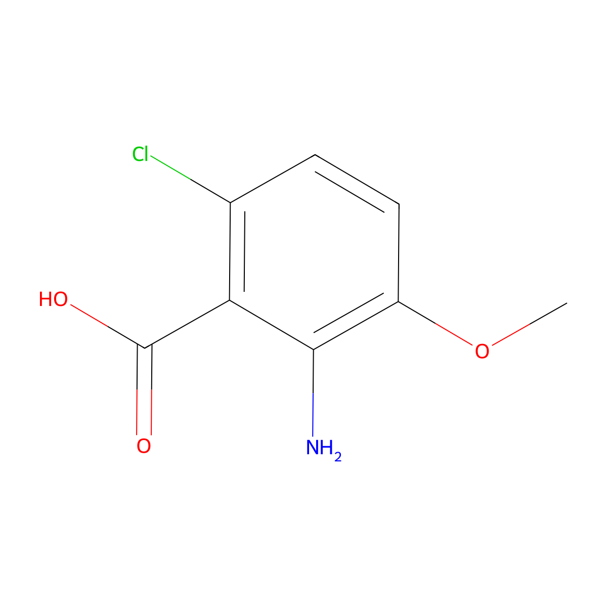 2-Amino-6-chloro-3-methoxybenzoic acid molecular structure, CAS 67303-47-3