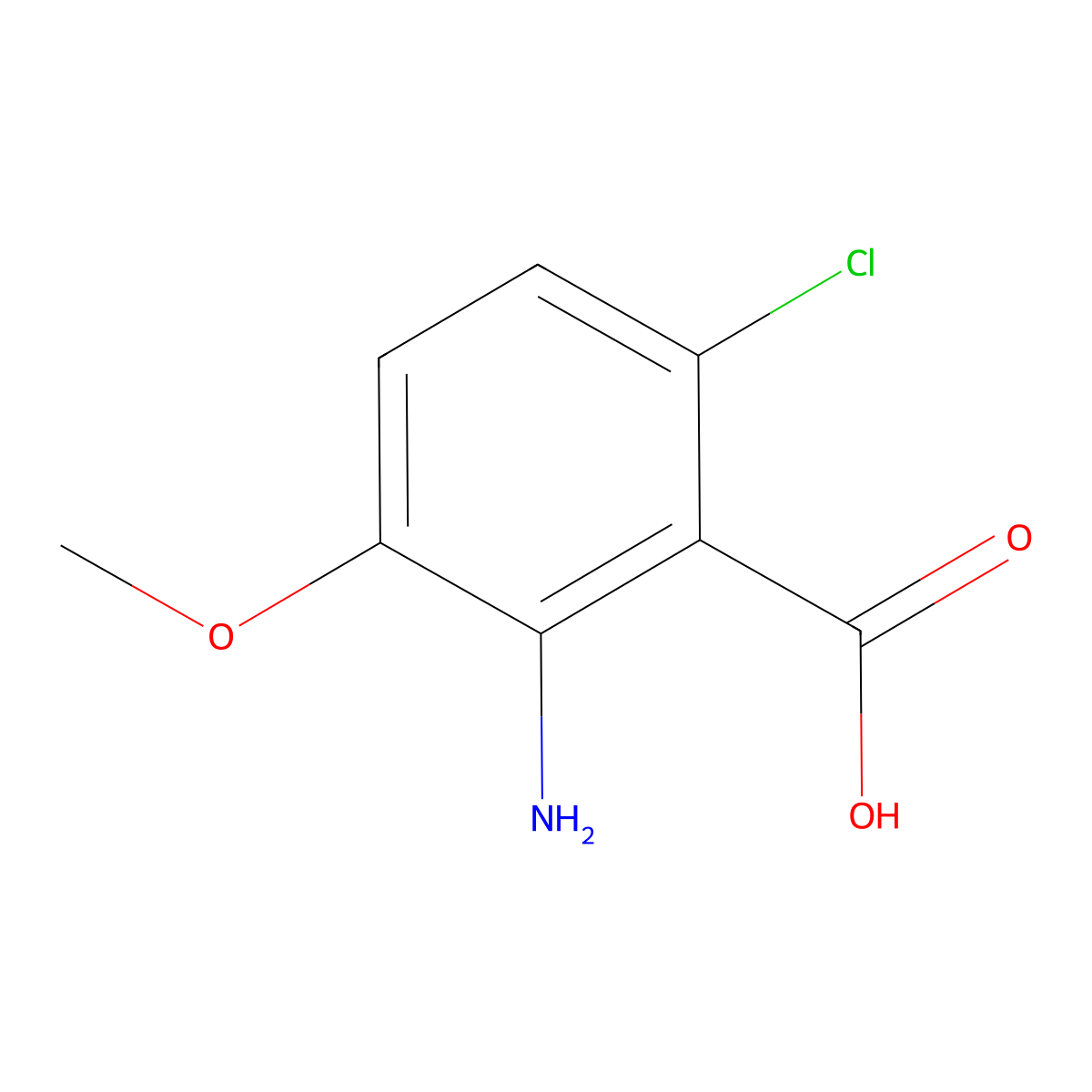 2-Amino-6-chloro-3-methoxybenzoic acid molecular structure, CAS 67303-47-3