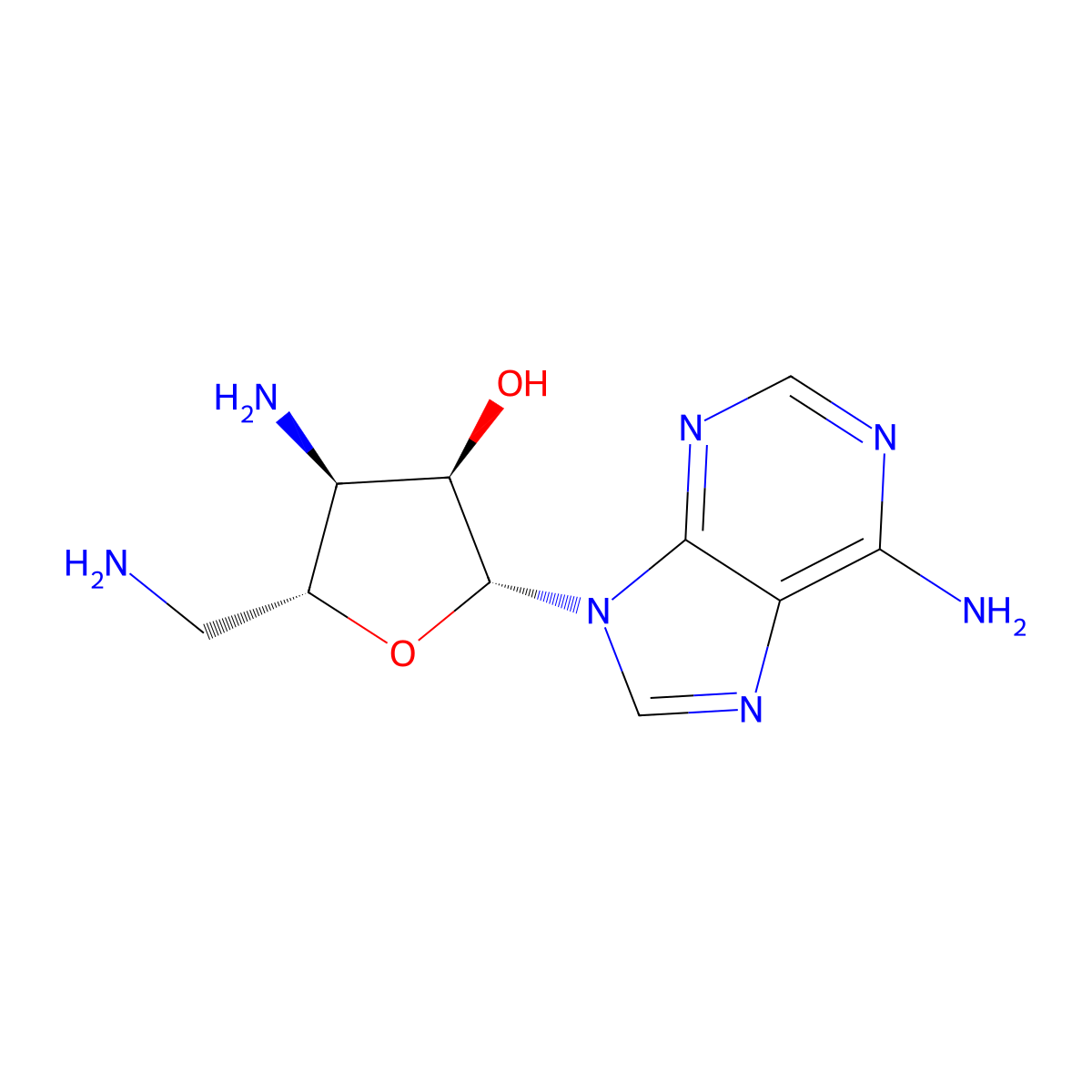 Adenosine, 3',5'-diamino-3',5'-dideoxy- molecular structure, CAS 67313-23-9