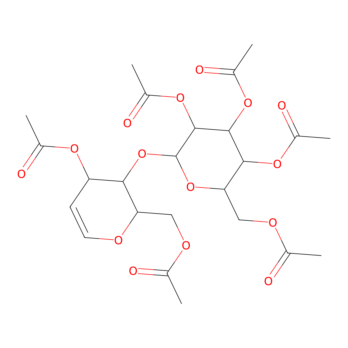 [4-acetyloxy-3-[3,4,5-triacetyloxy-6-(acetyloxymethyl)oxan-2-yl]oxy-3,4-dihydro-2H-pyran-2-yl]methyl acetate molecular structure, CAS 67314-36-7