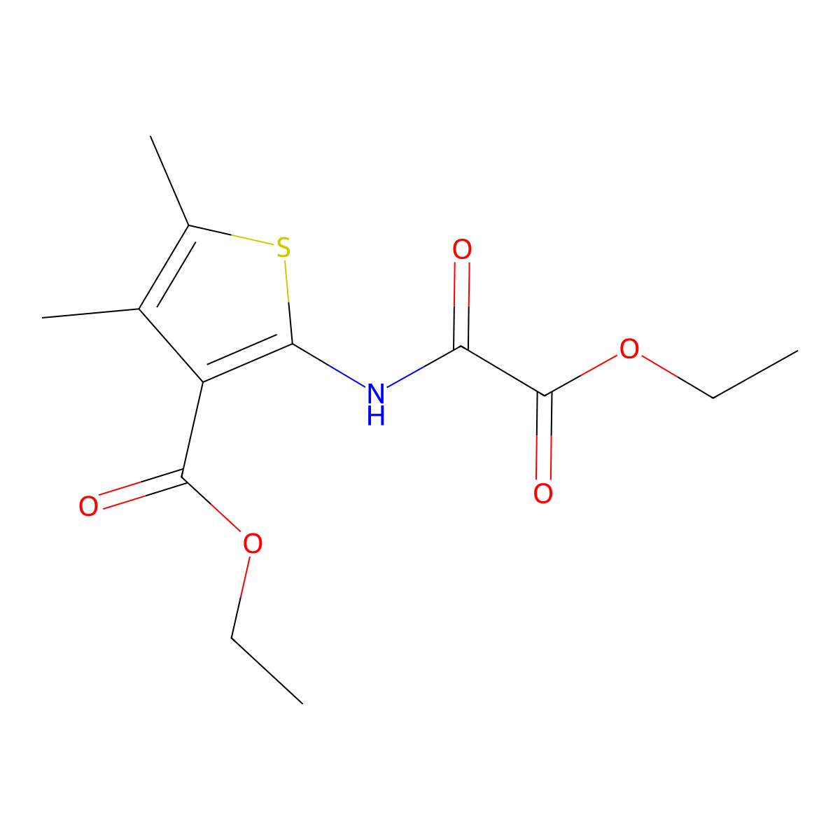 Ethyl 2-(2-ethoxy-2-oxoacetamido)-4,5-dimethylthiophene-3-carboxylate molecular structure, CAS 67318-08-5