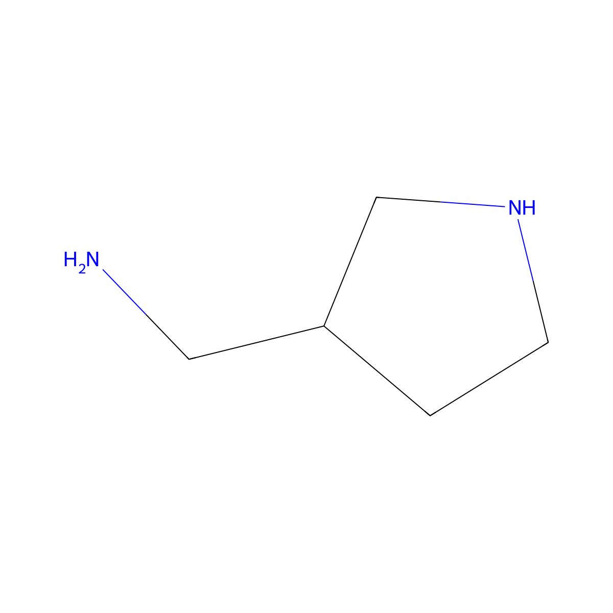 3-Pyrrolidinemethanamine molecular structure, CAS 67318-88-1