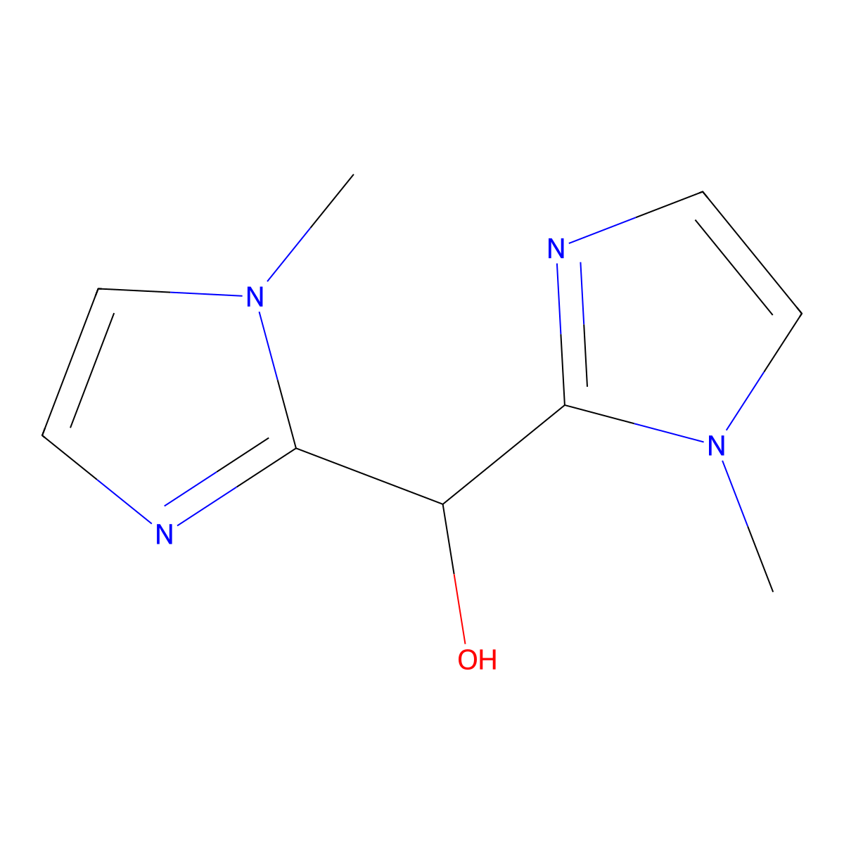 Bis(1-methylimidazol-2-yl)methanol molecular structure, CAS 67319-03-3