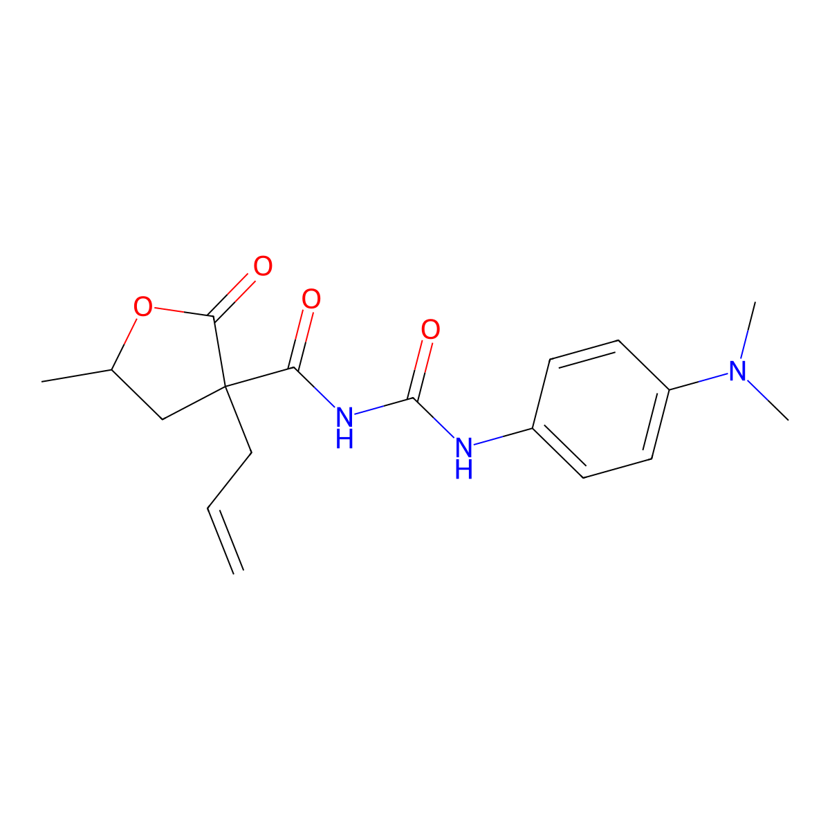 3-Furancarboxamide, tetrahydro-N-(((4-(dimethylamino)phenyl)amino)carbonyl)-5-methyl-2-oxo-3-(2-propenyl)- molecular structure, CAS 67323-61-9