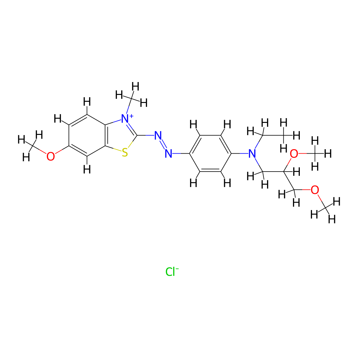 Benzothiazolium, 2-(2-(4-((2,3-dimethoxypropyl)ethylamino)phenyl)diazenyl)-6-methoxy-3-methyl-, chloride (1:1) molecular structure, CAS 67326-79-8