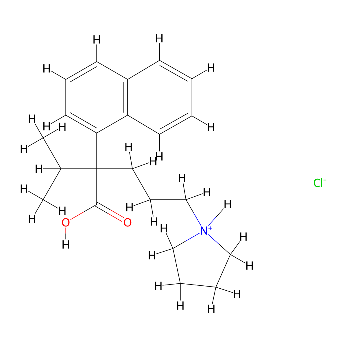2-(Naphthalen-1-yl)-2-(propan-2-yl)-5-(pyrrolidin-1-yl)pentanoic acid--hydrogen chloride (1/1) molecular structure, CAS 6733-68-2